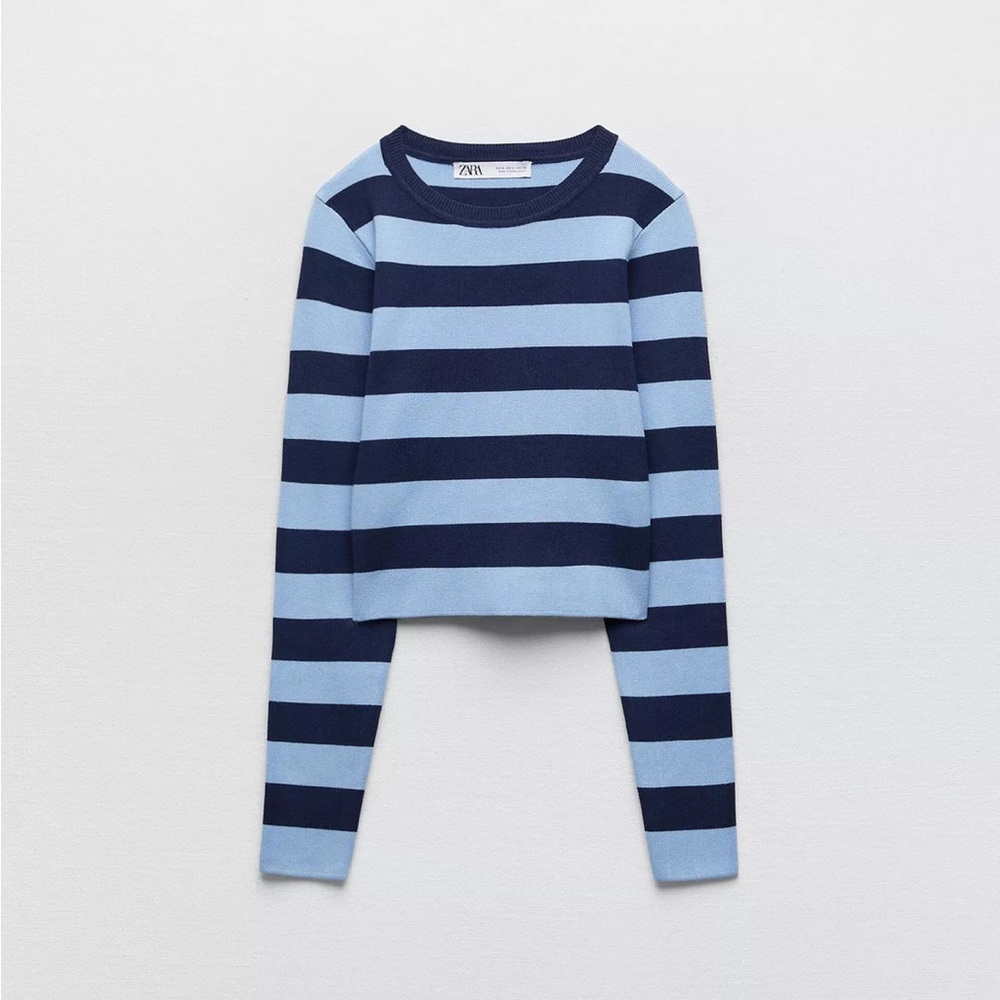 Zara Striped Ribbed Long Sleeve Sweater Size S NWOT